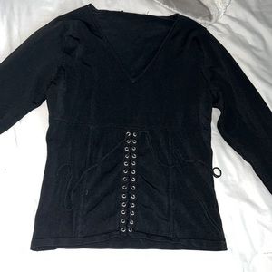 Black long sleeve with tightening corset.